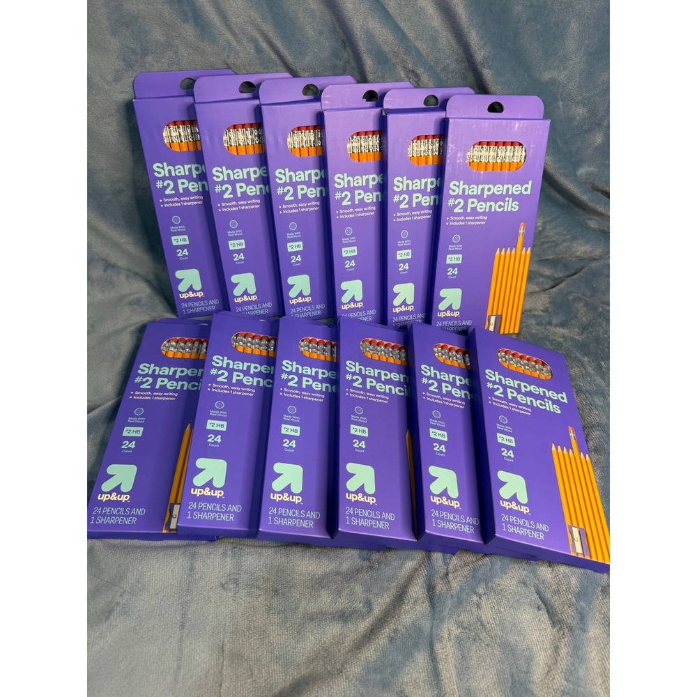 Up & Up Sharpened #2 Pencils 24 Count With Sharpener Bulk Lot 12 Packs